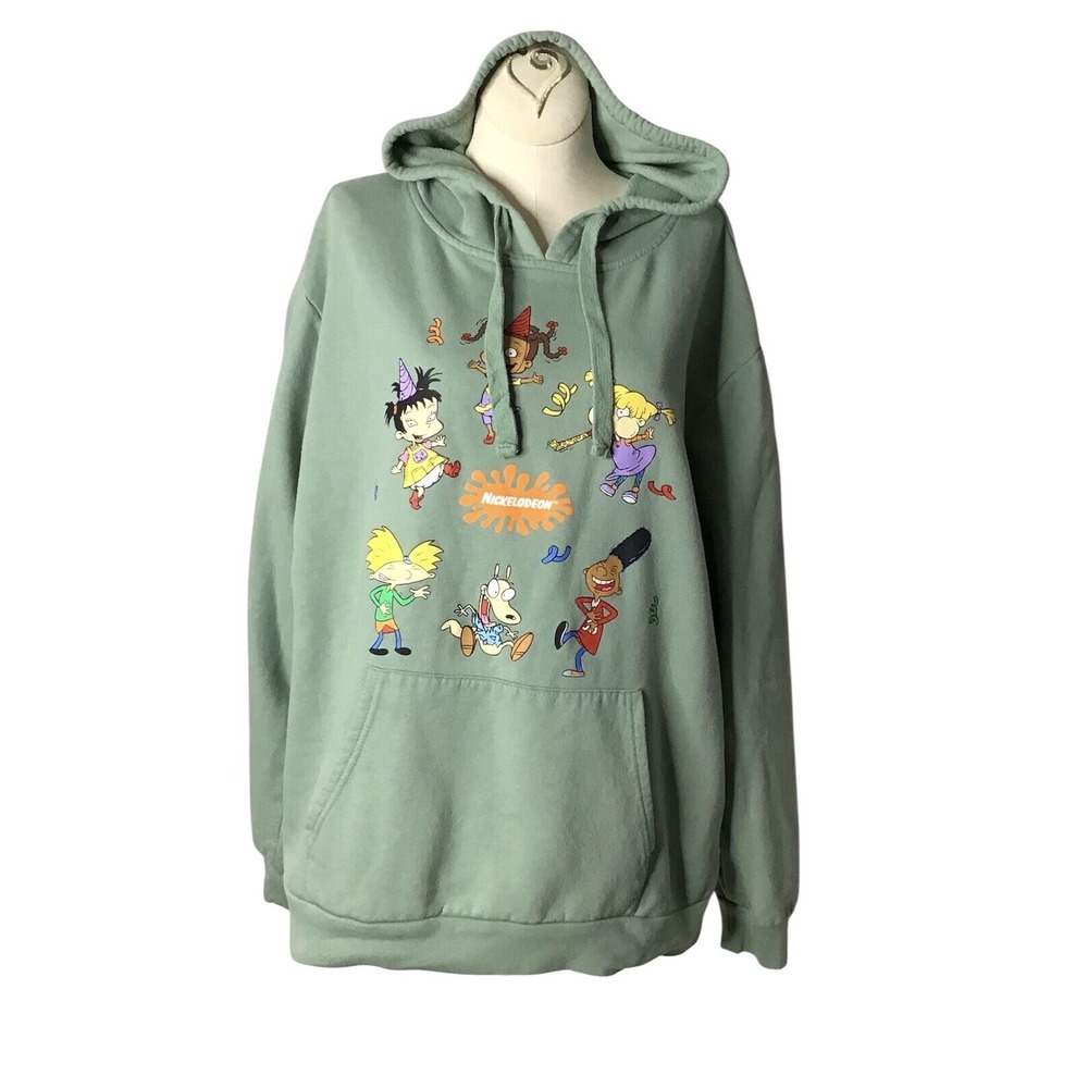 Nickelodeon Rugrats sage green‎ graphic long sleeve hoodie size XXL 19 Preowned